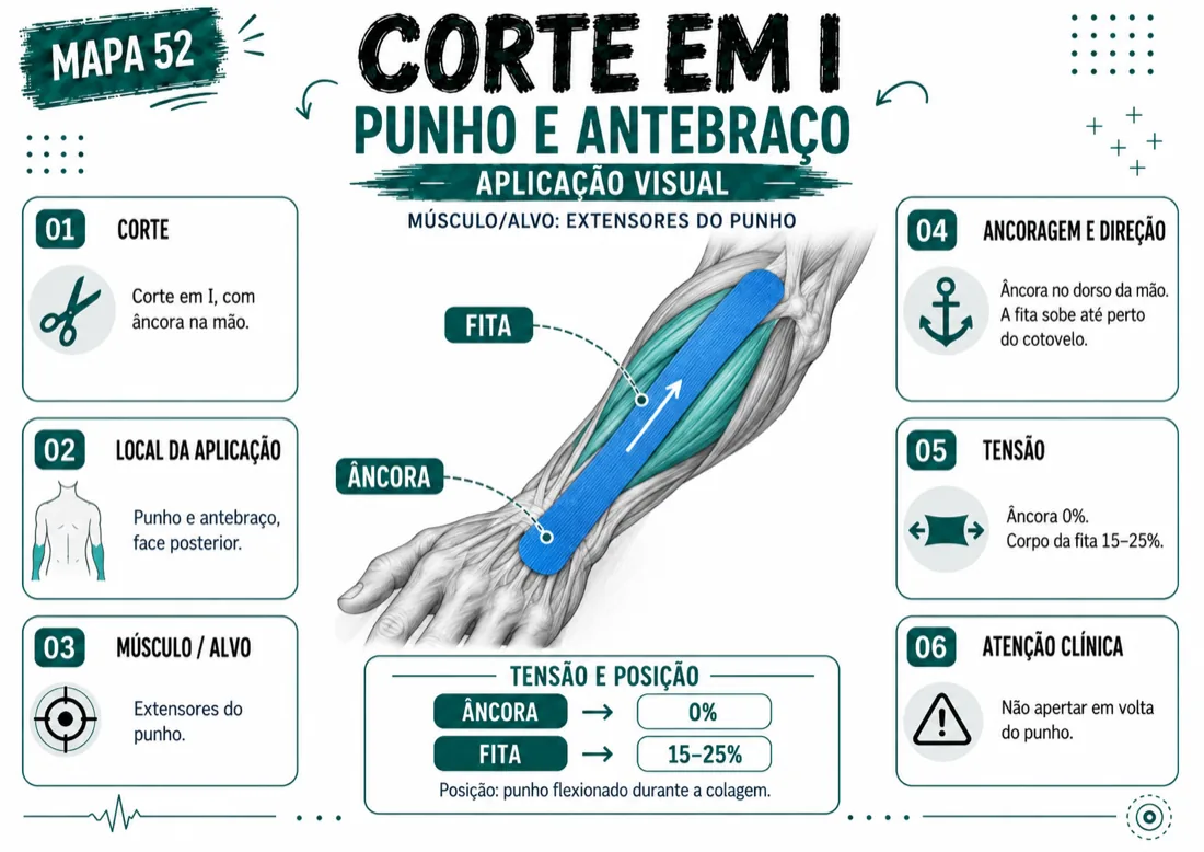 Mapa de punho e antebraço com corte em I