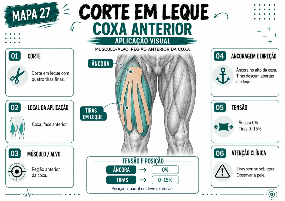 Mapa de coxa anterior com corte em leque