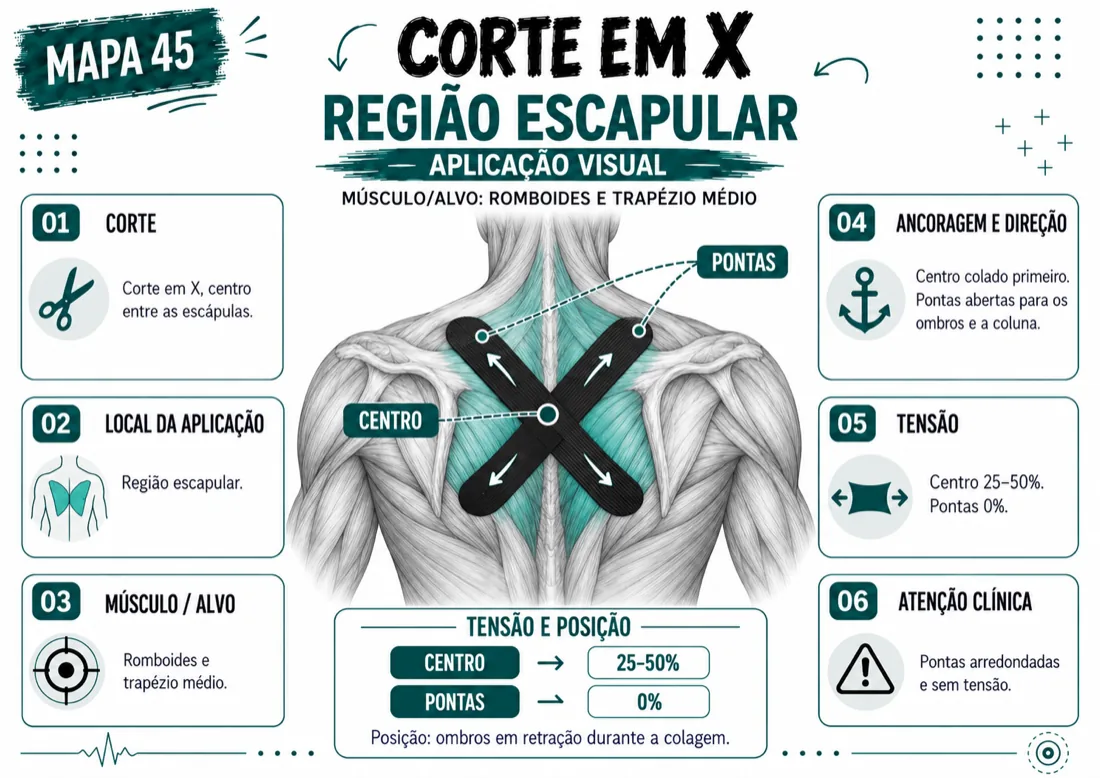 Mapa da região escapular com corte em X